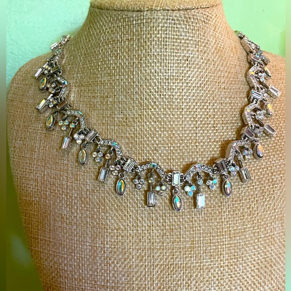 Silver Necklace with Stunning, Iridescent Aurora Borealis Crystal Accents - Picture 13 of 13